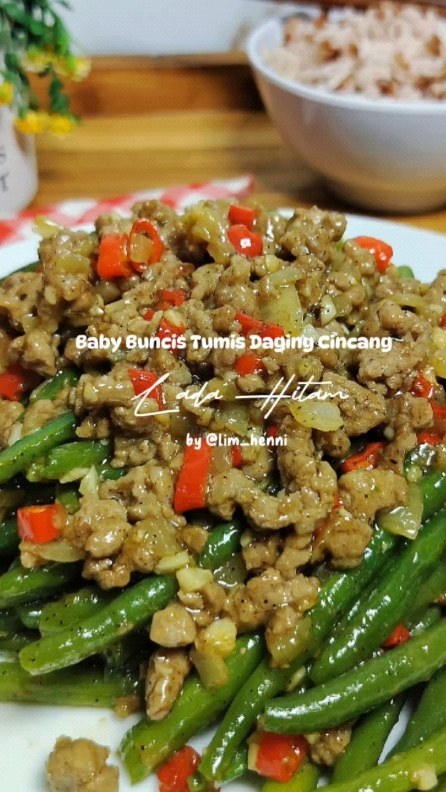 Resep Baby Buncis Tumis Daging Cincang Dari lim_henni