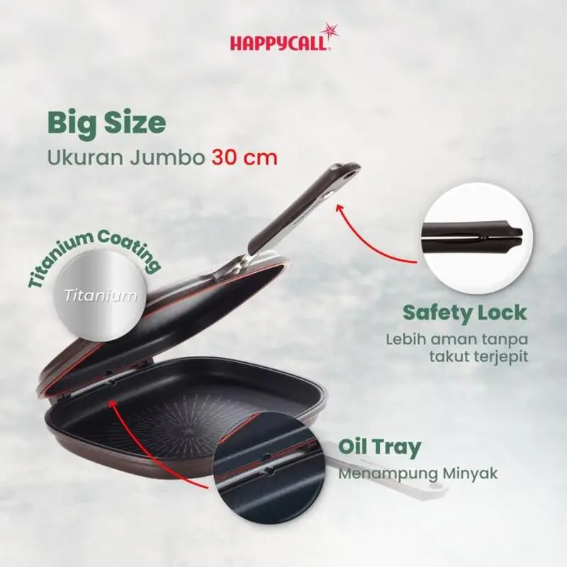 teflon bakar anti lengket: happycall titanium double pan